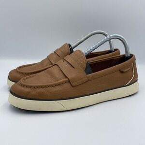 Cole Haan Nantucket 2.0 Penny Loafers Women's 9B Brown Leather Plaid Lining
